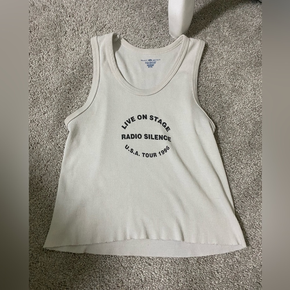 White Sleeveless Graphic Tank Top